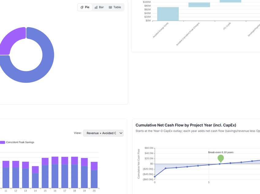 Revenue streams by project year